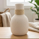 ceramic vase rope wrapped white 8''x4'' china