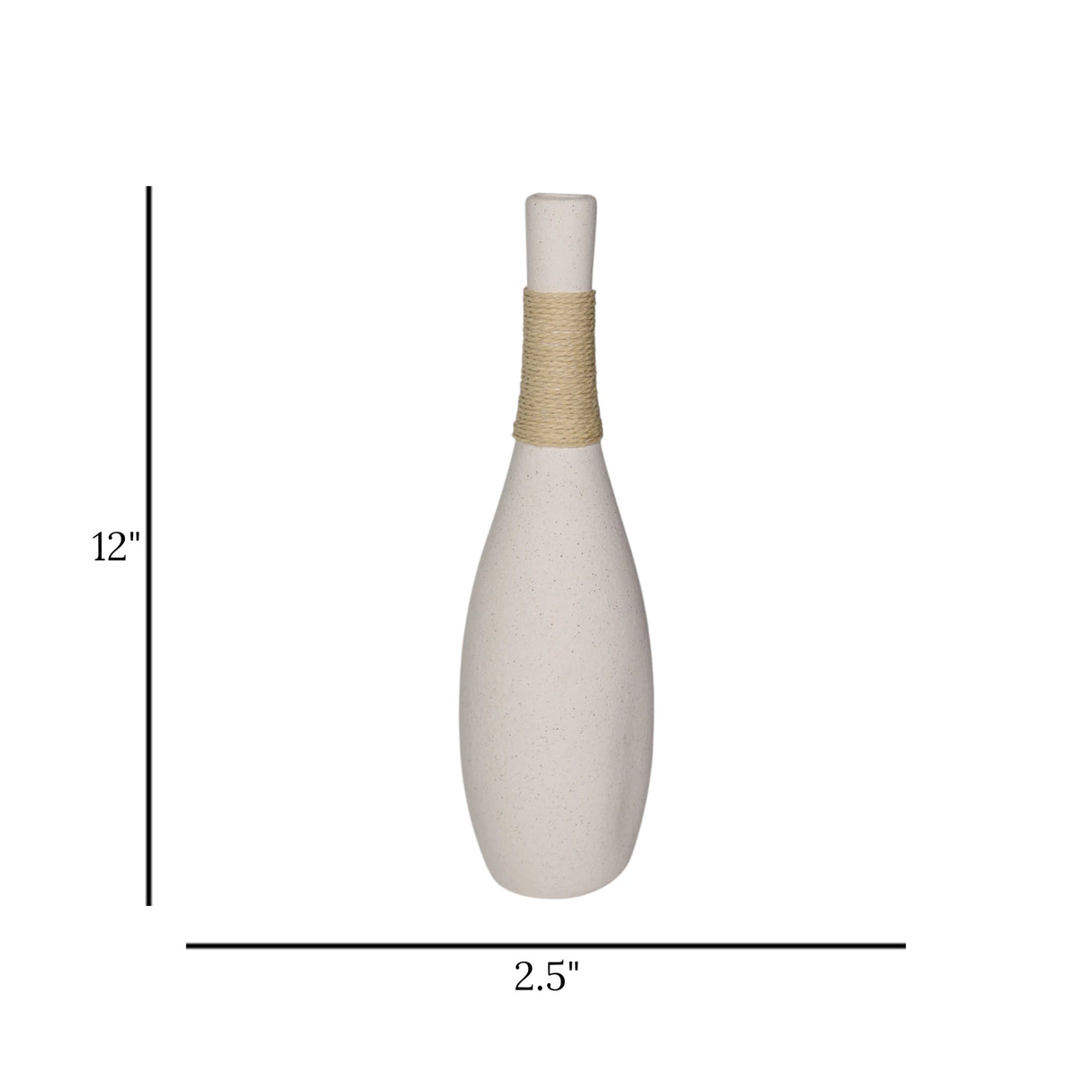 ceramic vase rope wrapped white 12''x2.5'' china