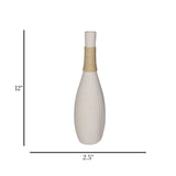 ceramic vase rope wrapped white 12''x2.5'' china