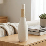 ceramic vase rope wrapped white 12''x2.5'' china