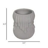 ceramic vase embossed drip lines grey 6.5''x4.5'' china