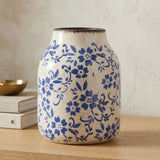 ceramic vase blue pottery  8"x6" china