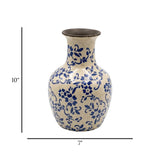 ceramic vase blue pottery  10"x7" china