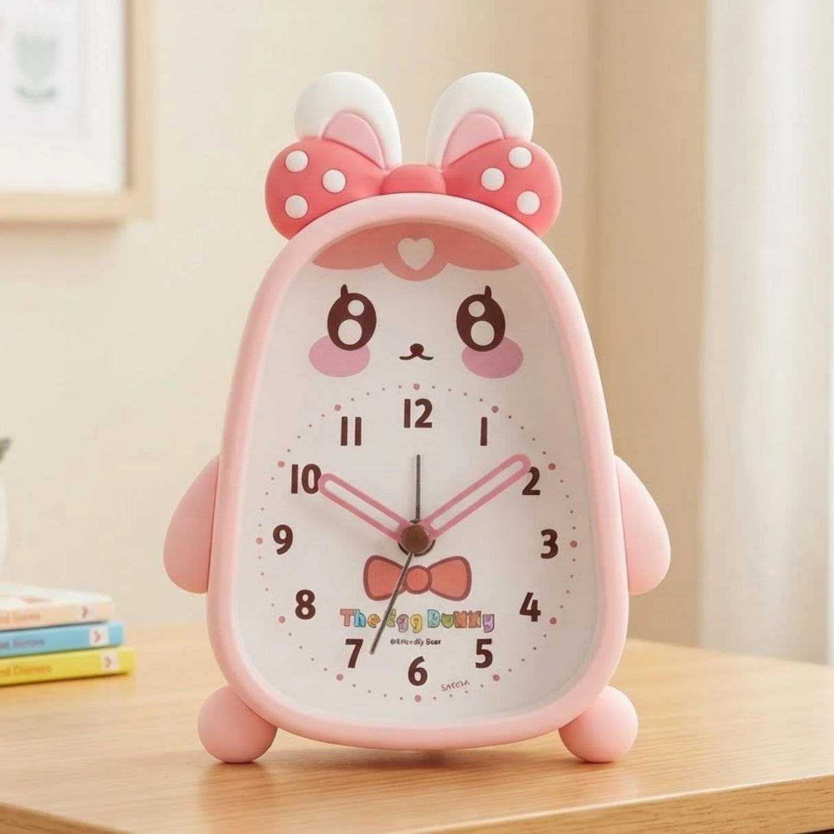 alarm clock bunny bow pink 6''x4'' china