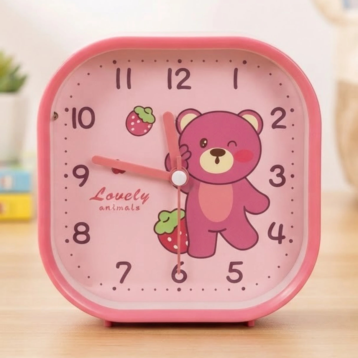 alarm clock bear dark pink 4''x4'' china