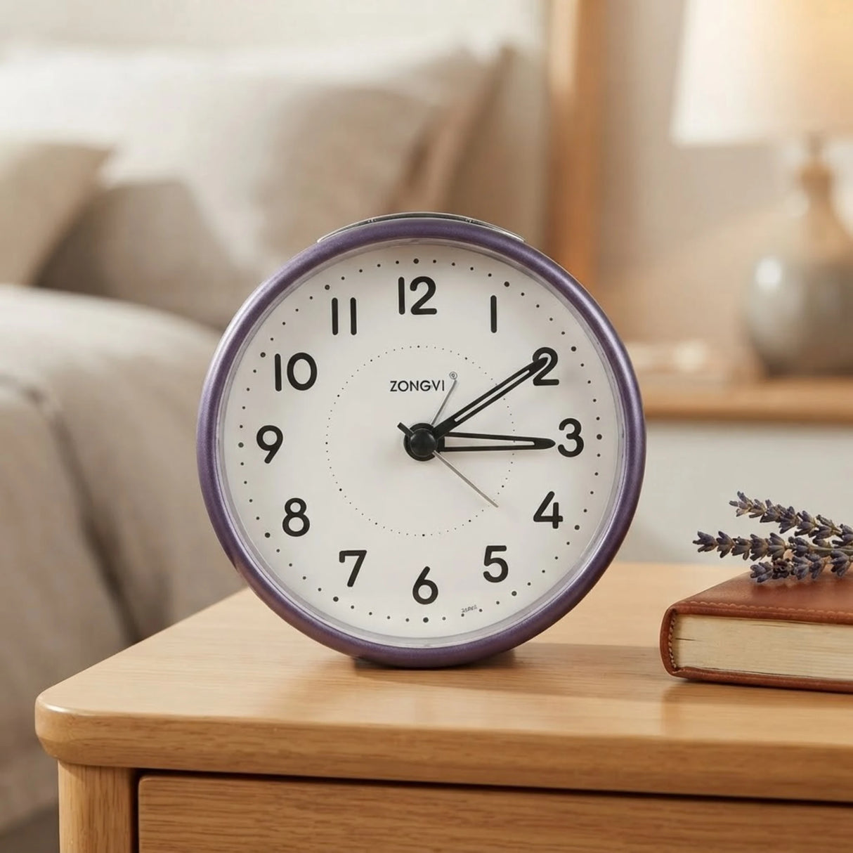 alarm clock round purple 4.5''x4.5'' china