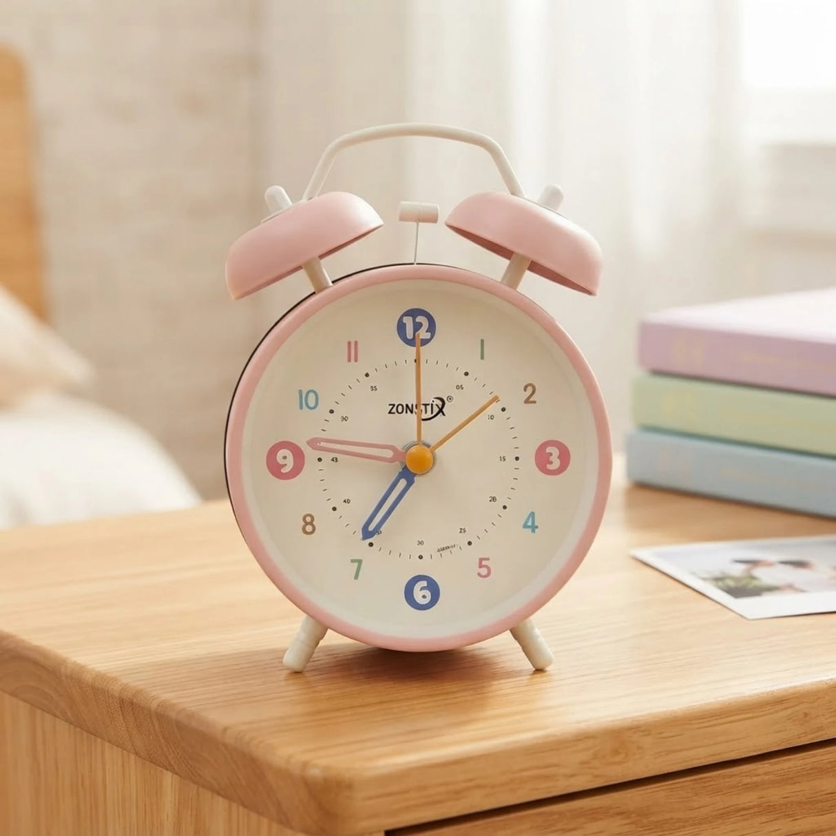 alarm clock round pink 5''x4'' china