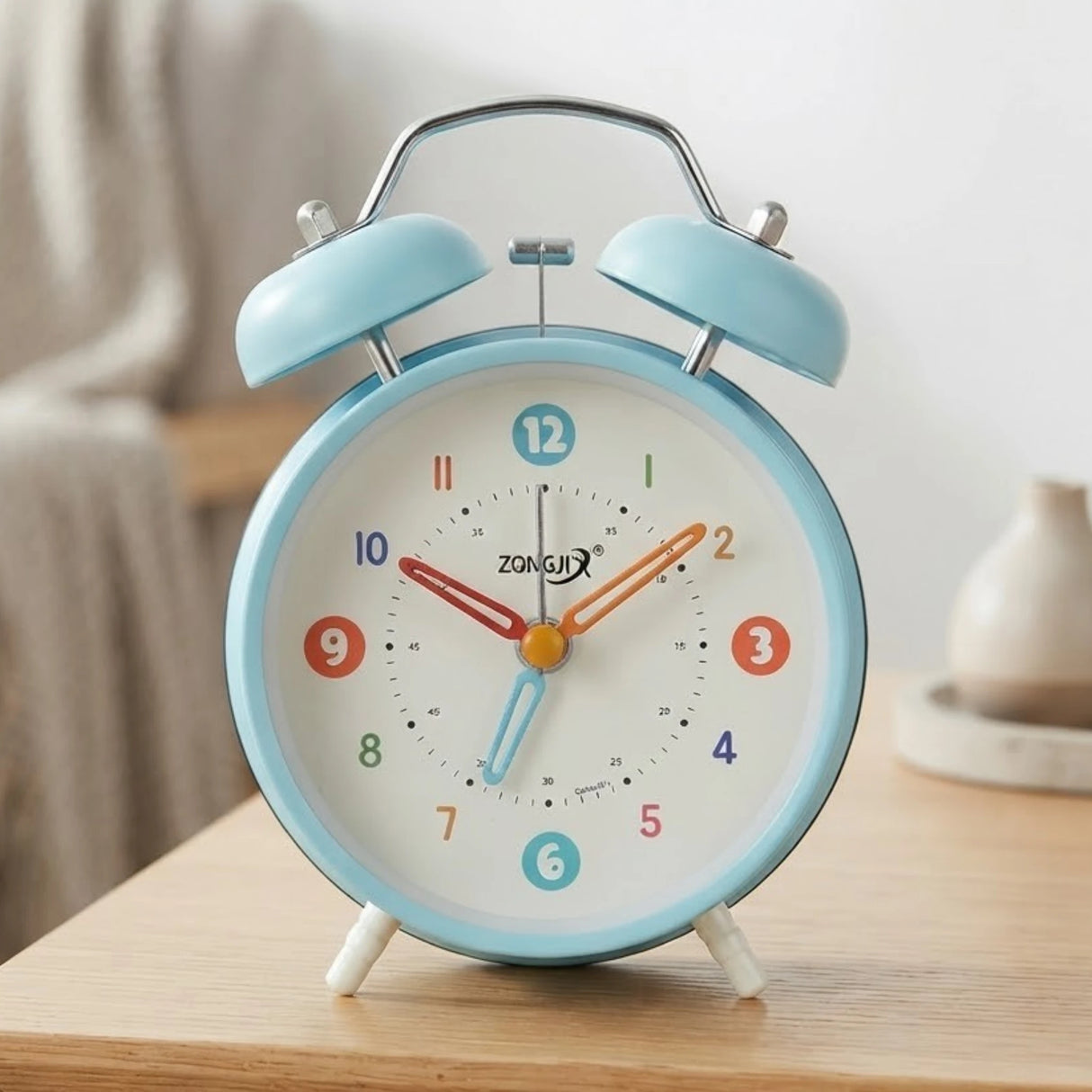 alarm clock round light blue 5''x4'' china