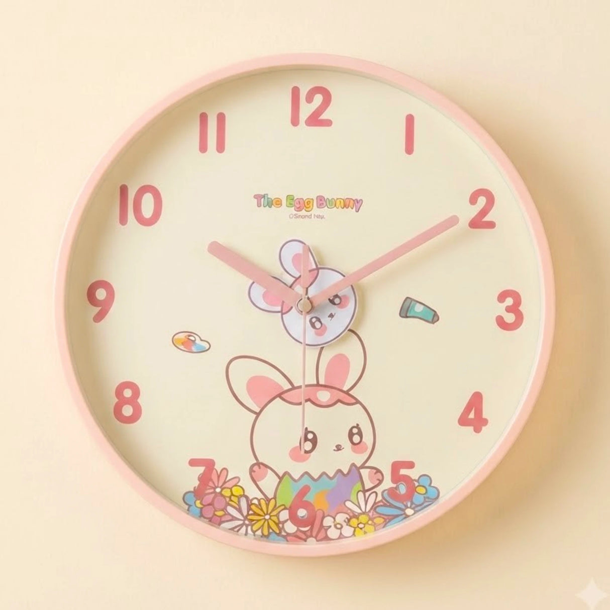 wall clock bunny pink round 12''x12'' china