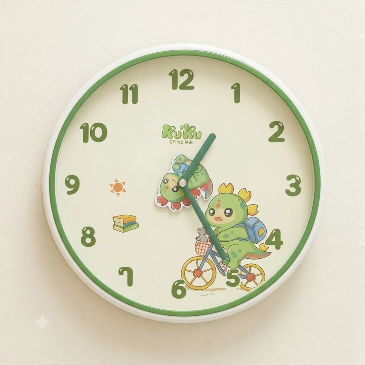 wall clock dinosaur dark green round 12''x12'' china