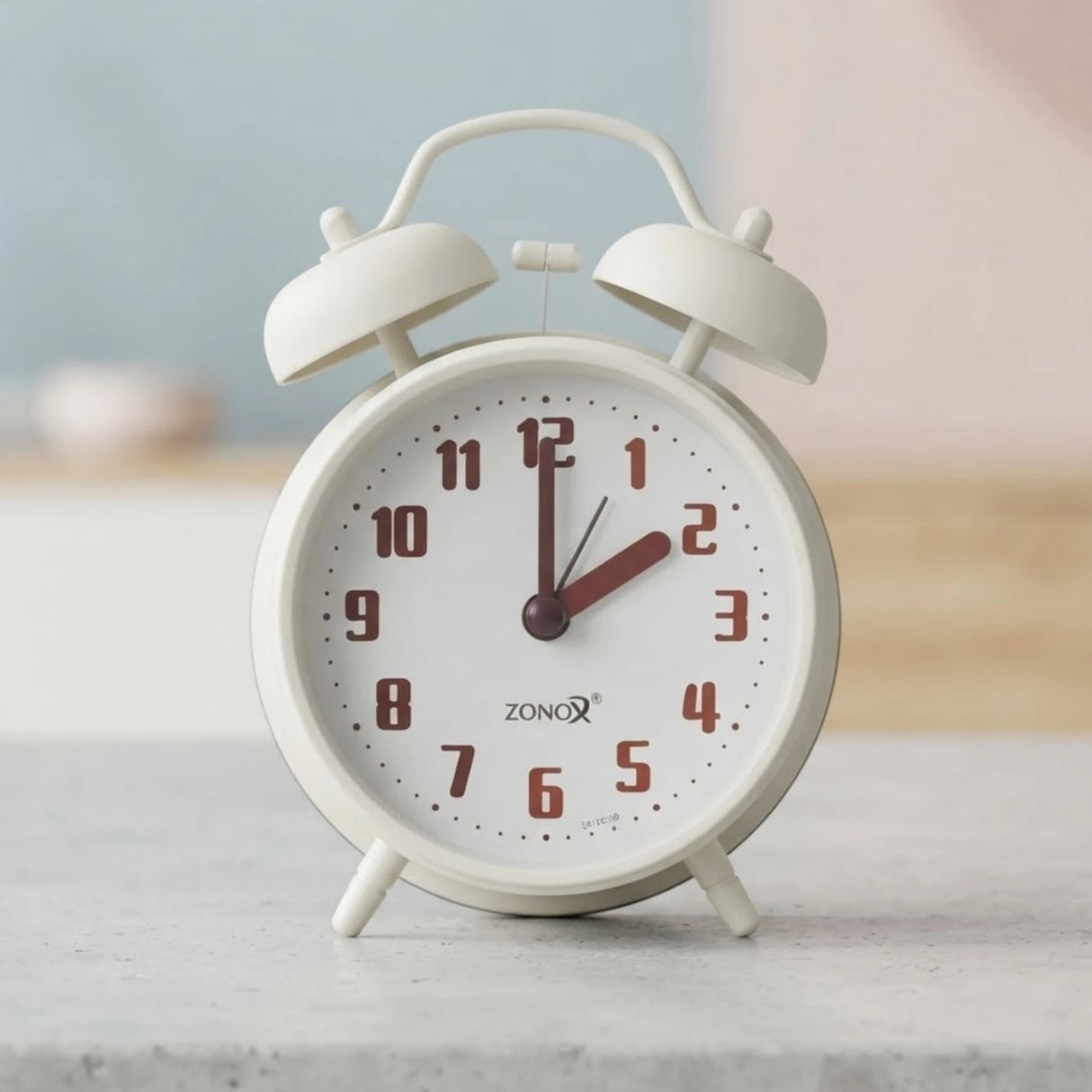 alarm clock round white 5''x3'' china
