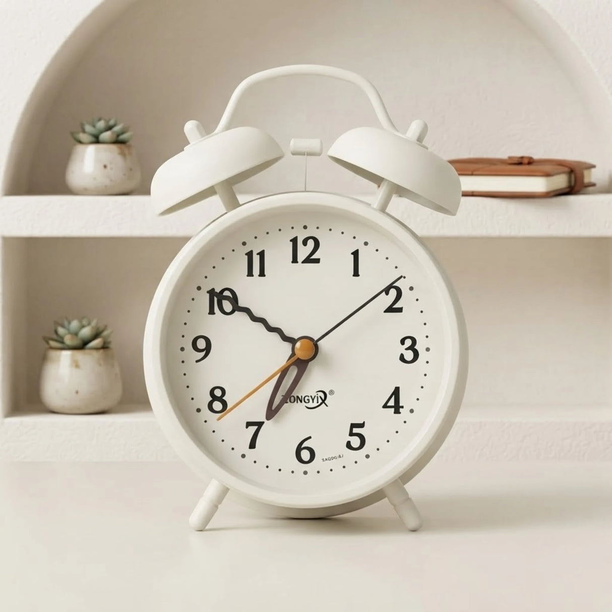 alarm clock round white 5''x3'' china