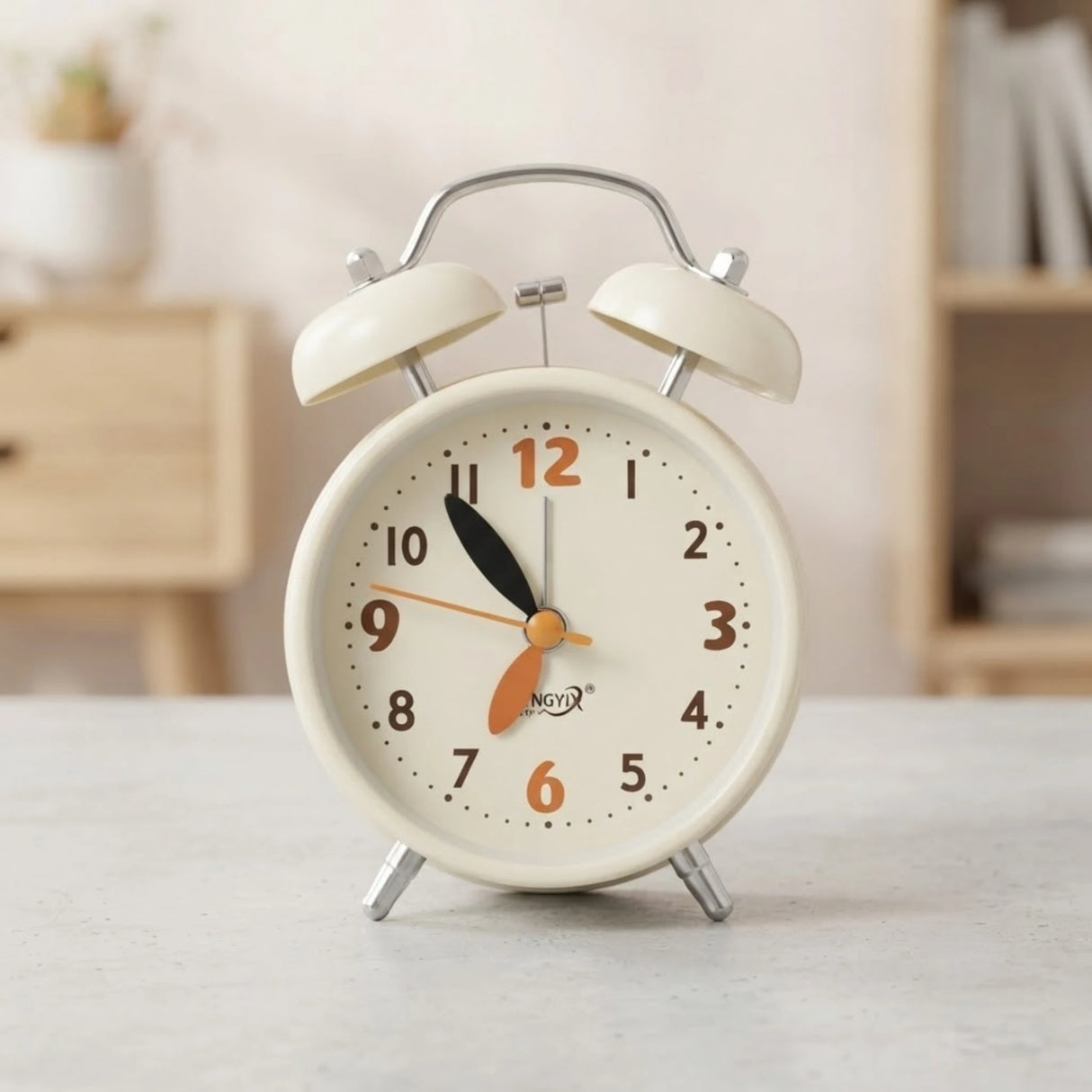 alarm clock round white 5''x3'' china