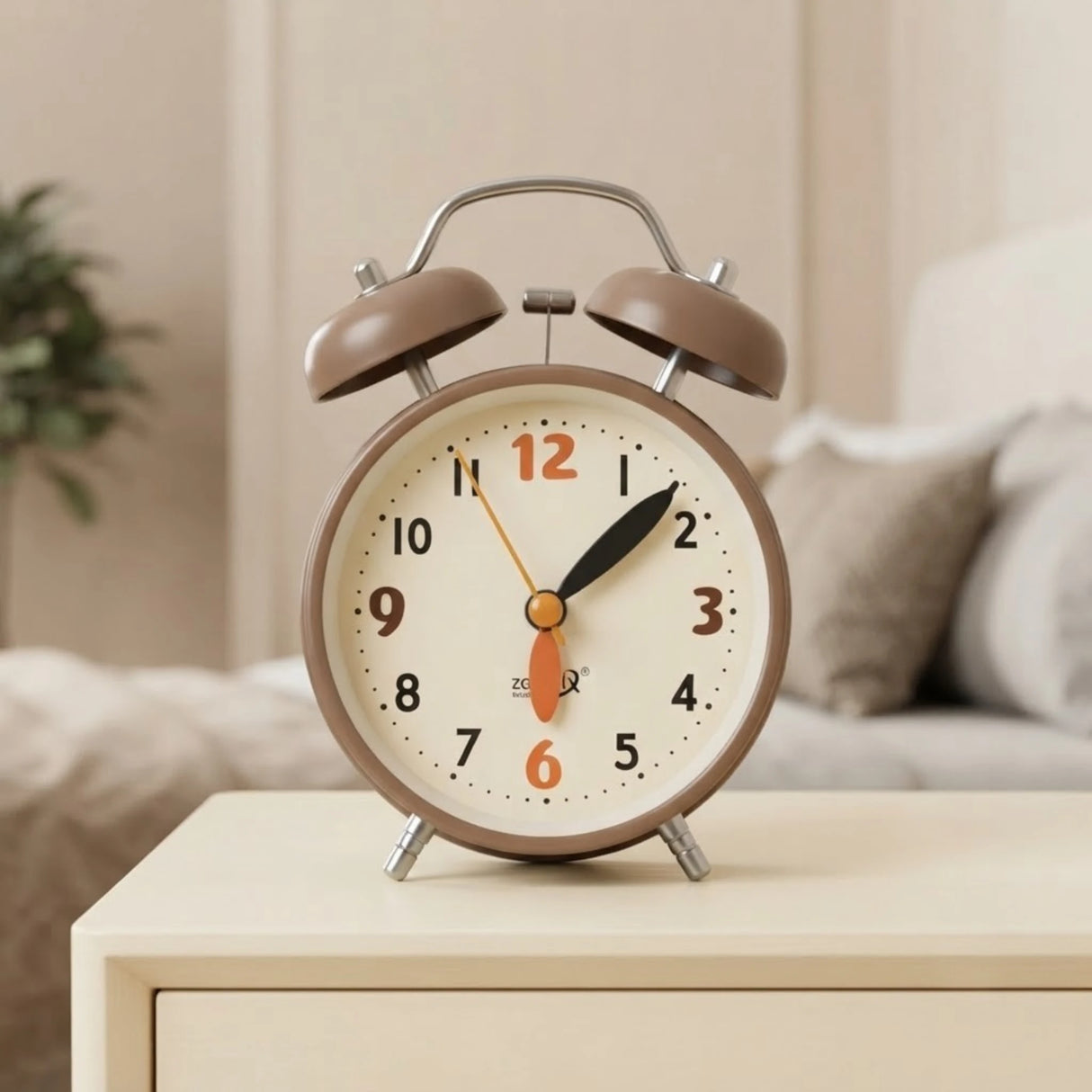 alarm clock round brown 5''x3'' china
