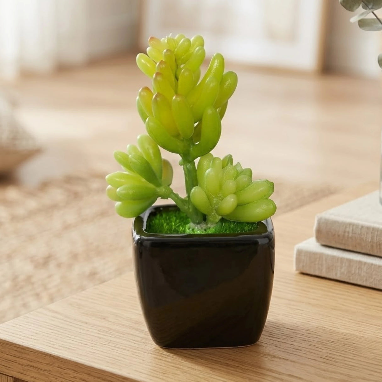 mini ceramic pot jelly bean green 4"x1.5" china