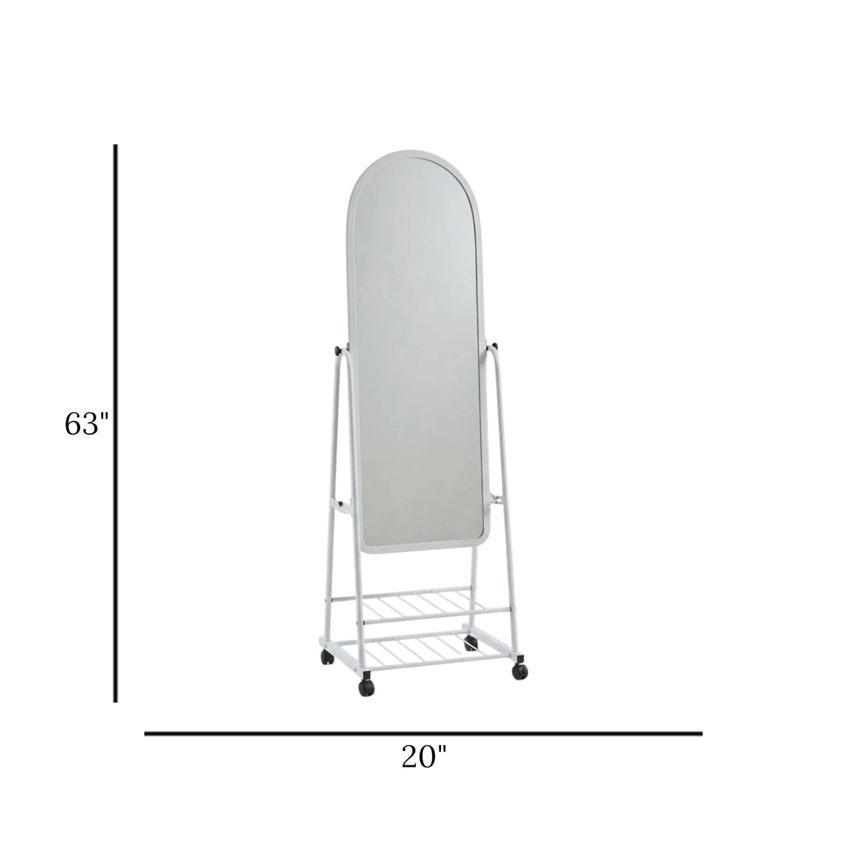 metal standing mirror with shelf white 63"x20" china