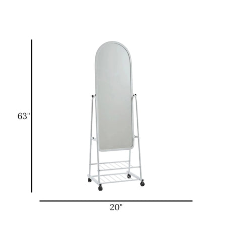 metal standing mirror with shelf white 63"x20" china