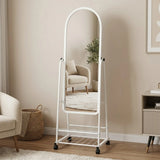 metal standing mirror with shelf white 63"x20" china