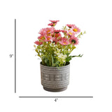 flower pot plastic daisy pink 9"x4" china