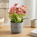 flower pot plastic daisy pink 9"x4" china