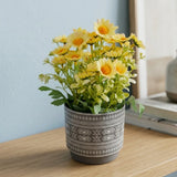 flower pot plastic daisy yellow 9"x4" china
