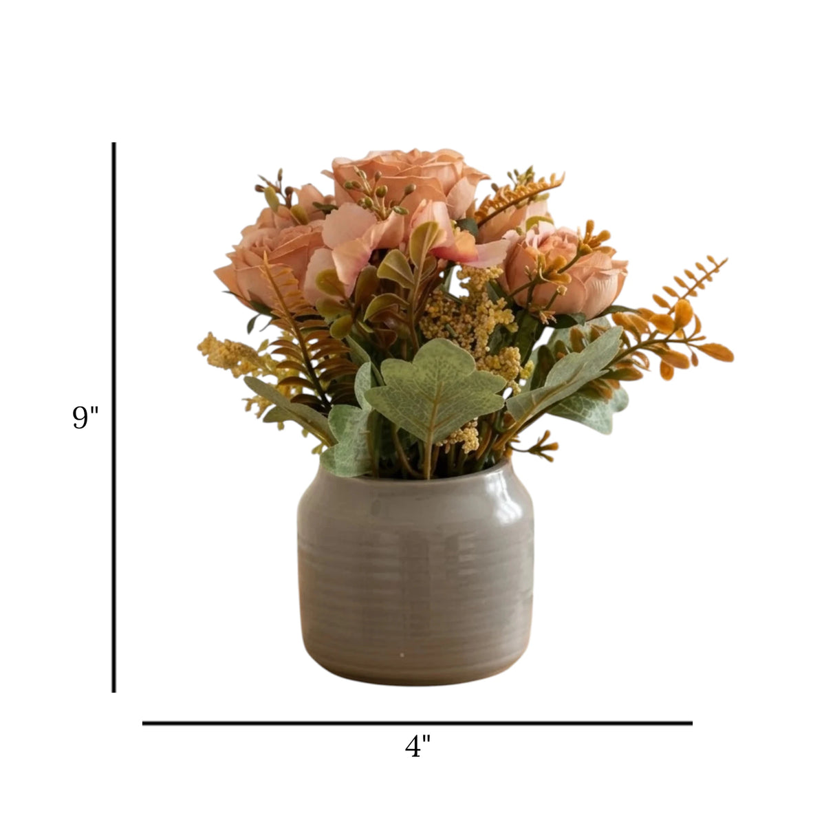 ceramic flower pot peony beige 9"x4" china