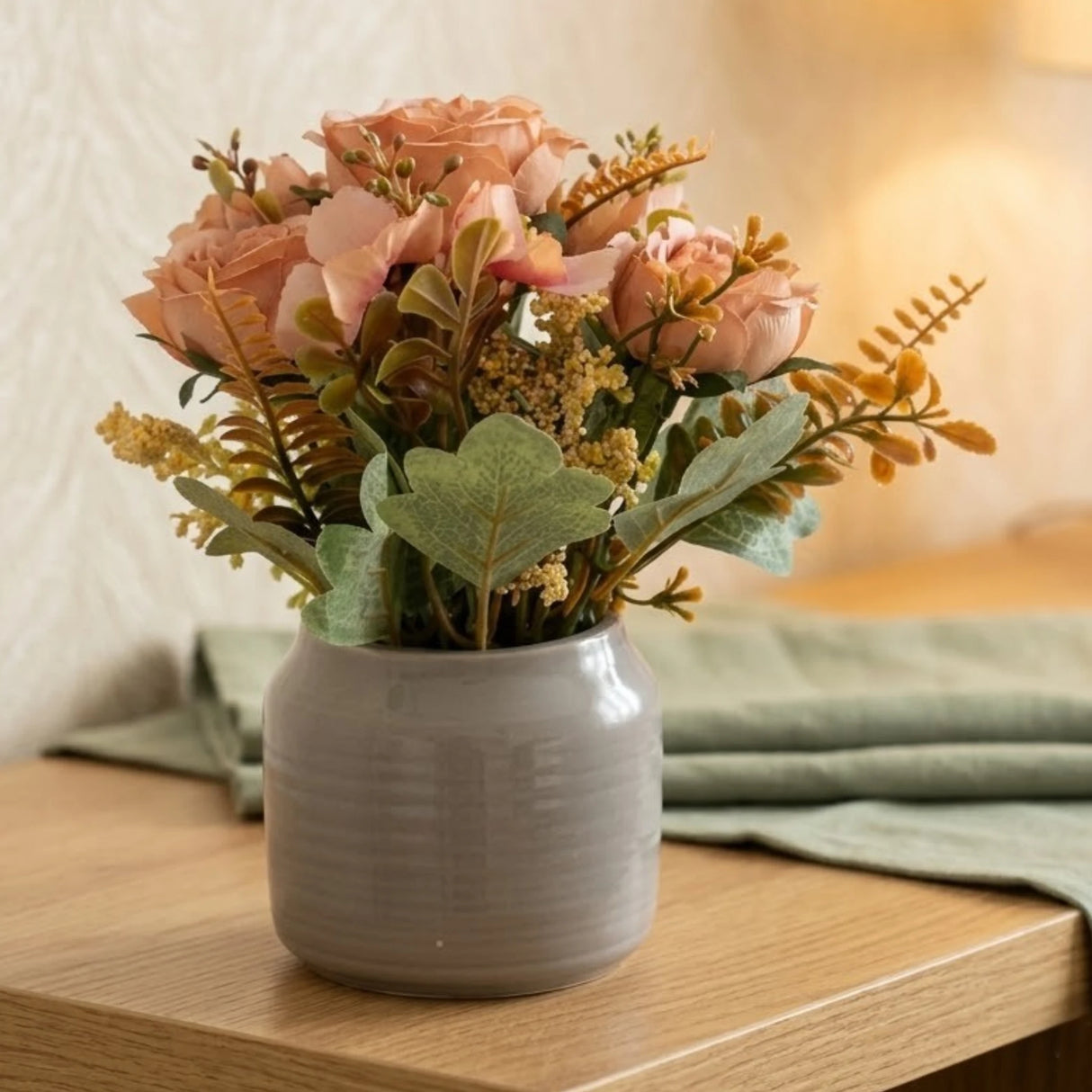 ceramic flower pot peony beige 9"x4" china