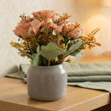 ceramic flower pot peony beige 9"x4" china