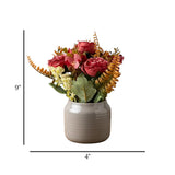 ceramic flower pot peony magenta 9"x4" china