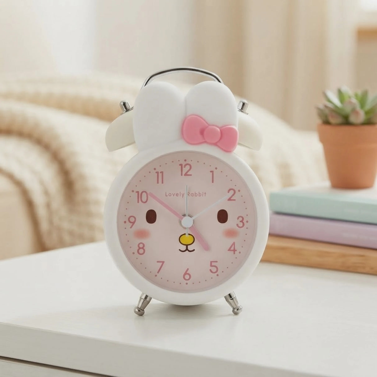 alarm clock rabbit white 5''x3.5'' china