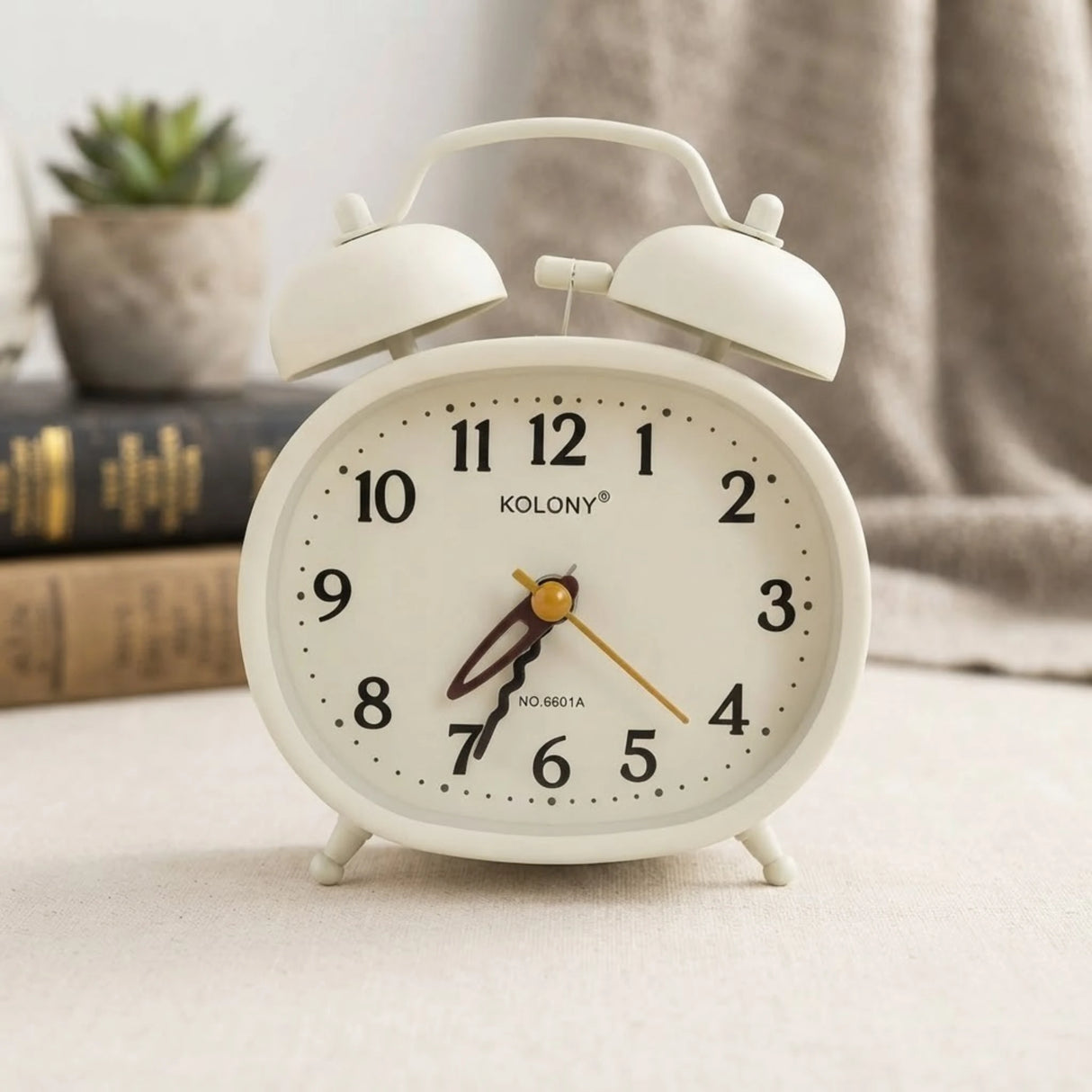 alarm clock white oval 5''x4'' china