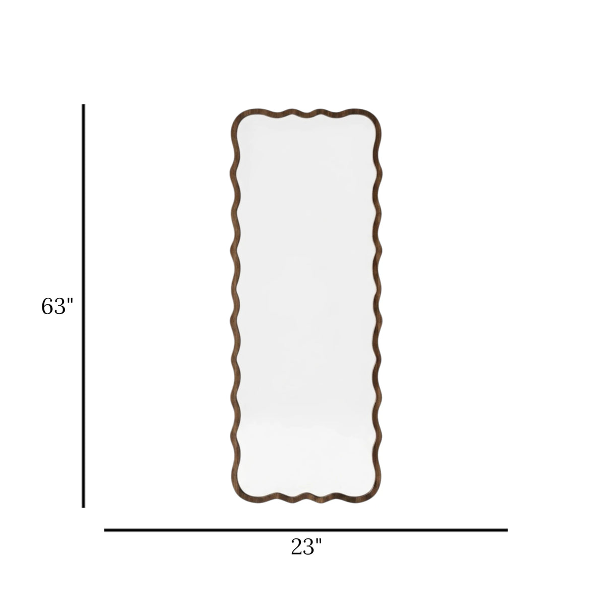 standing mirror wooden wavy brown 63''x23'' china