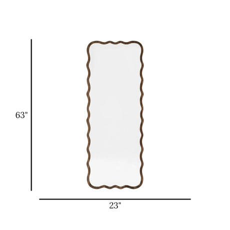 standing mirror wooden wavy brown 63''x23'' china