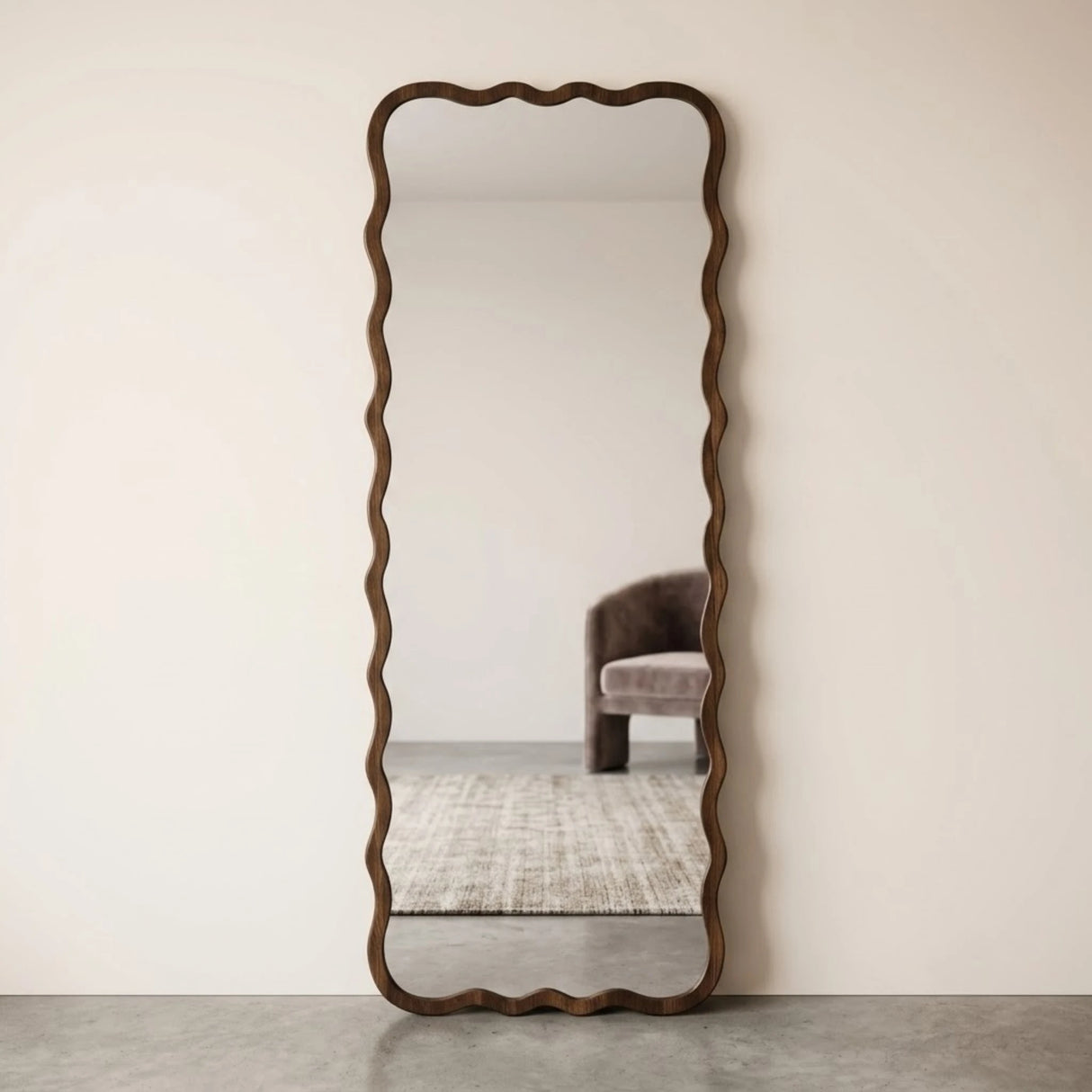 standing mirror wooden wavy brown 63''x23'' china