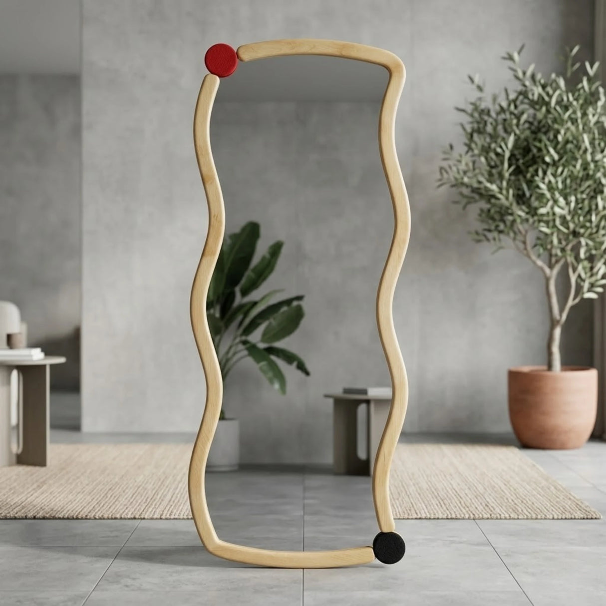 standing mirror velvet wavy skin 67''x25'' china