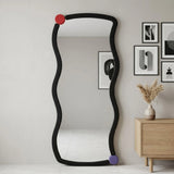 standing mirror velvet wavy black 67''x25'' china