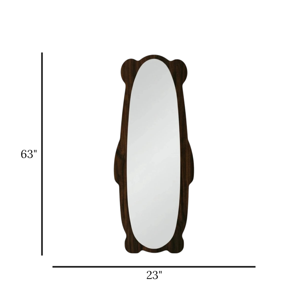 standing mirror wooden panda brown 63''x23'' china