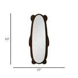 standing mirror wooden panda brown 63''x23'' china