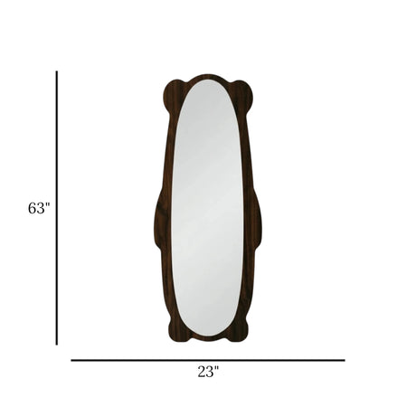 standing mirror wooden panda brown 63''x23'' china