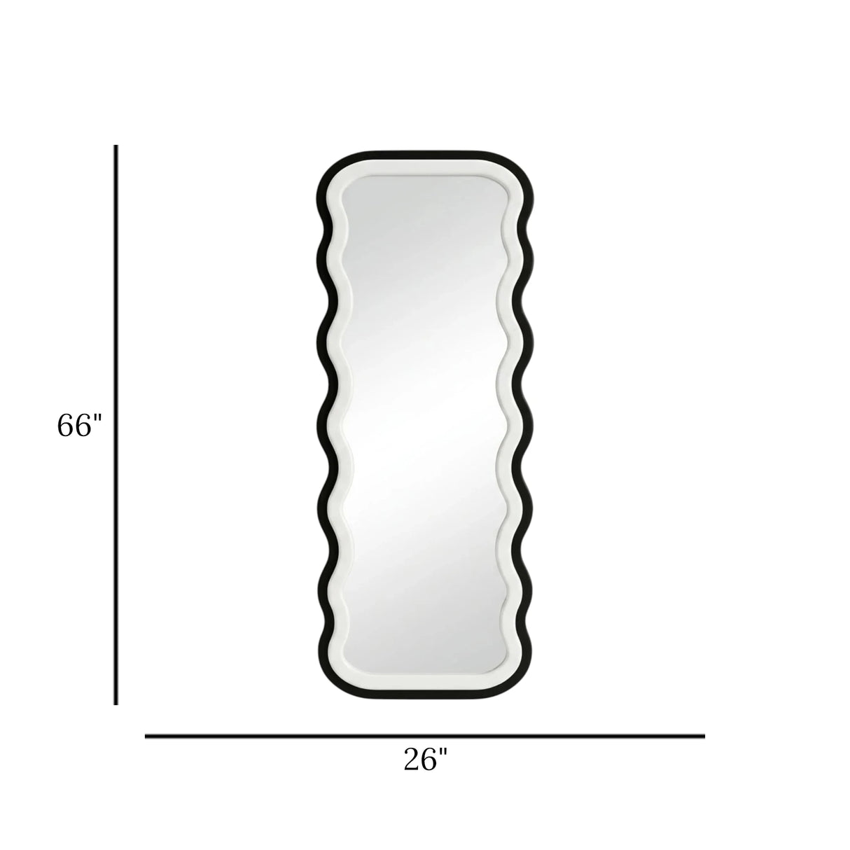 standing mirror double wavy valvet white & black 66''x26'' china