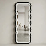 standing mirror double wavy valvet white & black 66''x26'' china