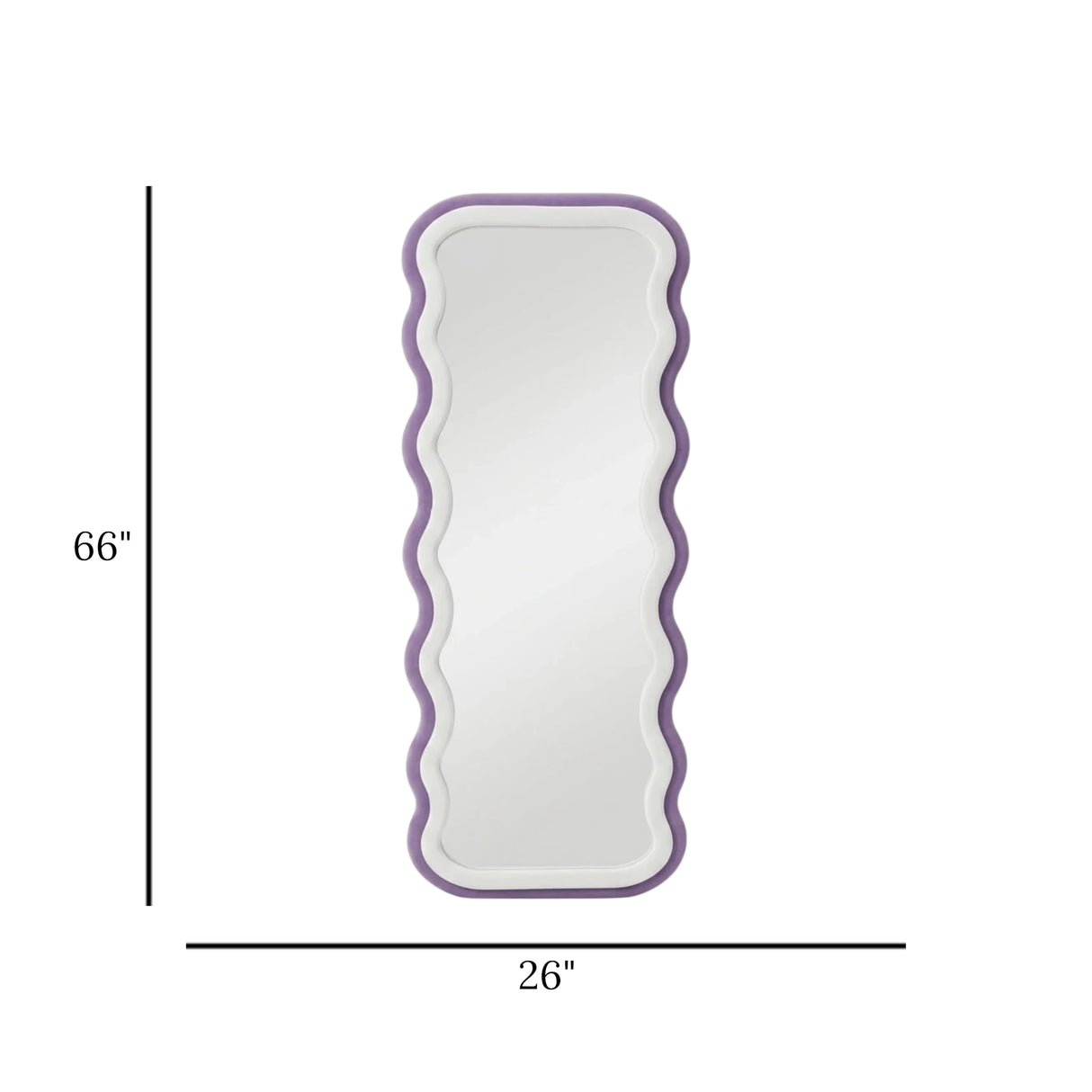 standing mirror double wavy valvet purple & white 66''x26'' china