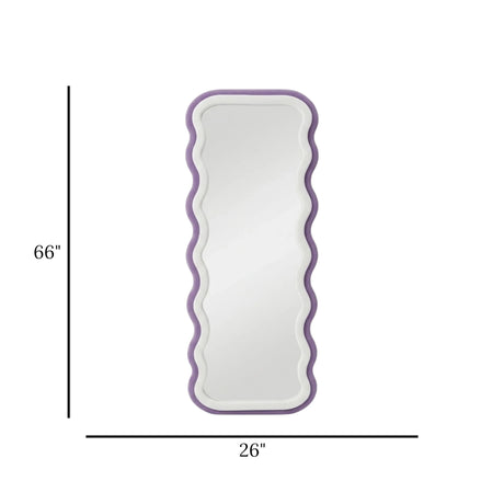 standing mirror double wavy valvet purple & white 66''x26'' china