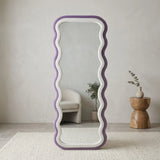 standing mirror double wavy valvet purple & white 66''x26'' china