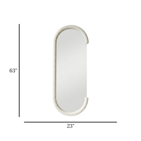 standing mirror velvet oval cut white 63''x23'' china