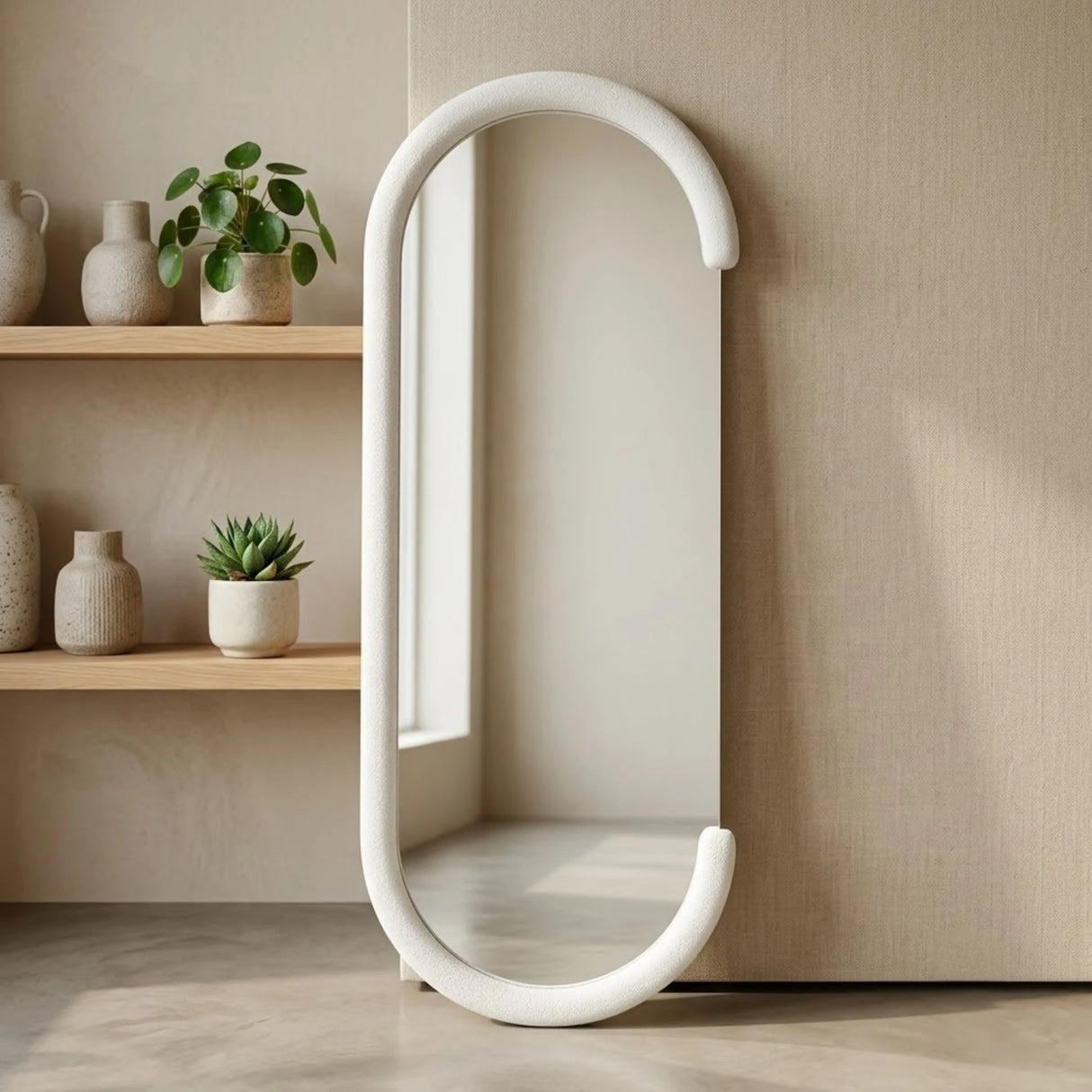 standing mirror velvet oval cut white 63''x23'' china