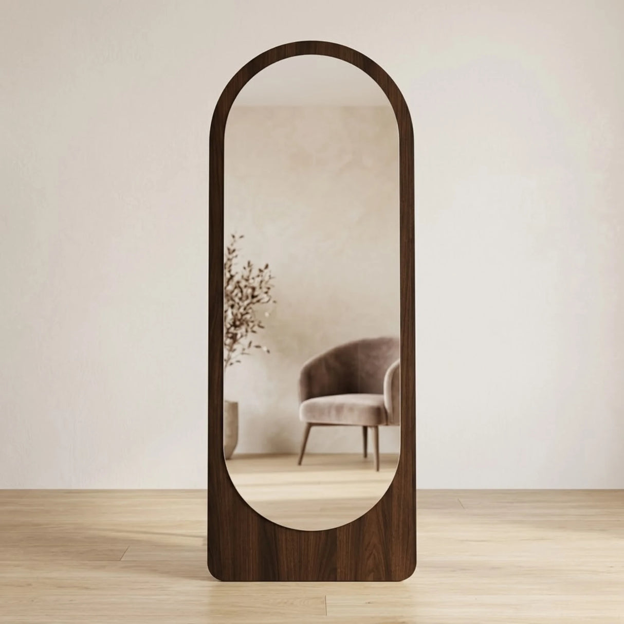 standing mirror wooden oval brown 63''x23'' china