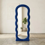 standing mirror valvet wavy blue 66''x26'' china
