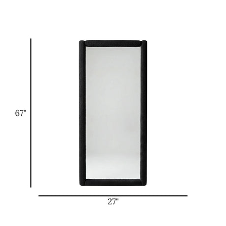 standing mirror velvet square black 67''x27'' china