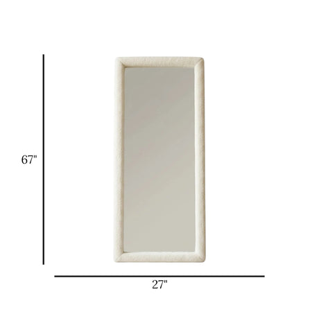 standing mirror velvet square white 67''x27'' china